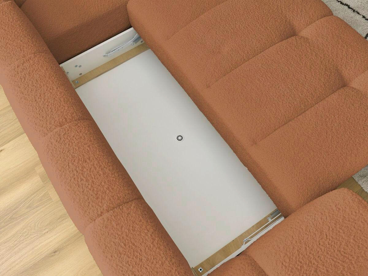 ECKSCHLAFSOFA EVEREST Bouclé Orange  inkl. Rückenkissen, Schlaffunktion  - Schwarz/Orange, MODERN, Kunststoff/Textil (282/204cm)