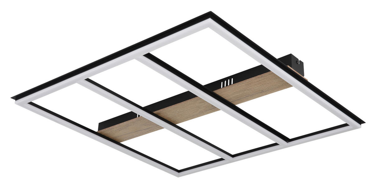 STROPNÍ LED SVÍTIDLO, 60/60/5.5 cm - tmavě hnědá/černá, Natur, kov/kompozitní dřevo (60/60/5.5cm) - Globo