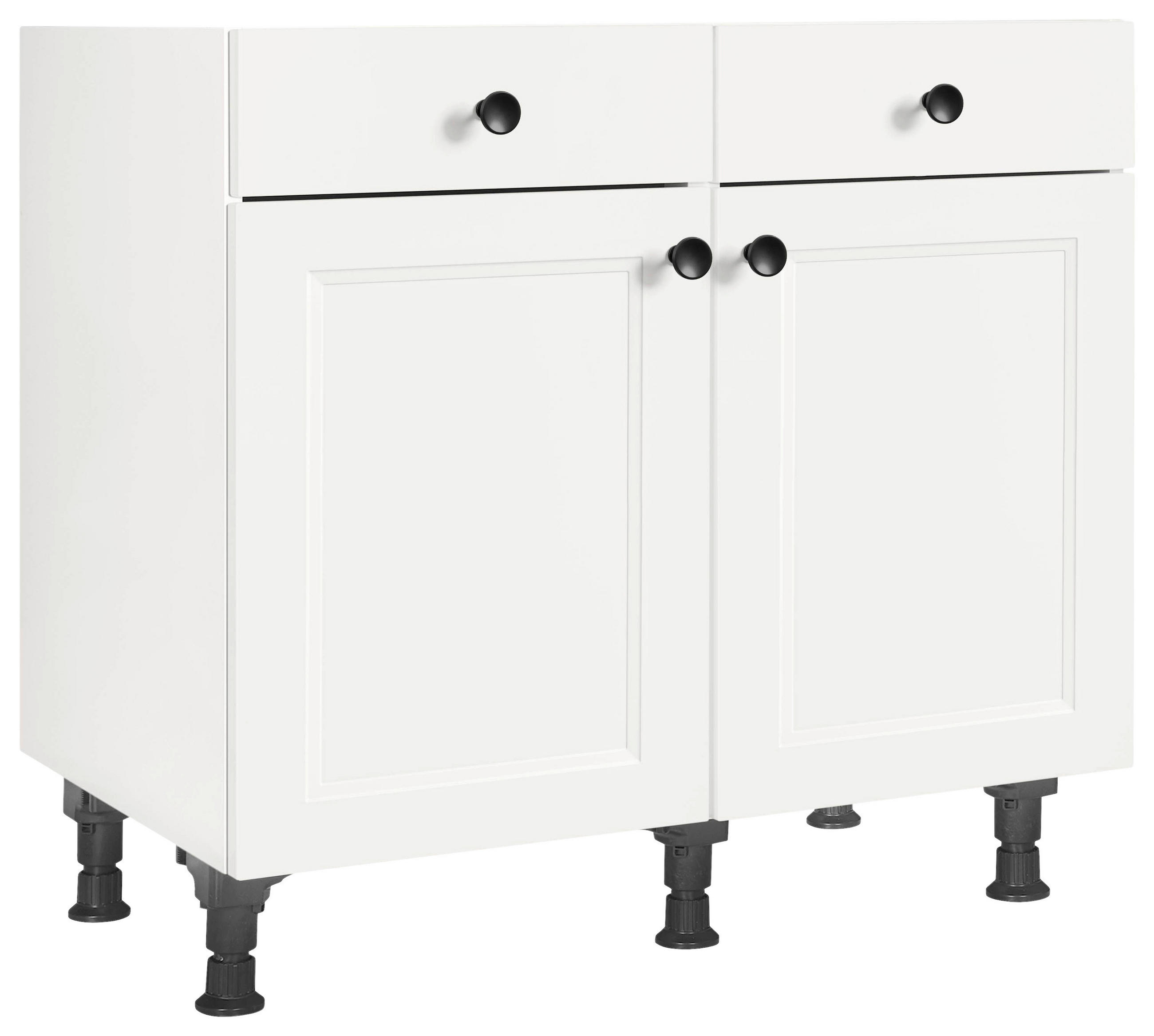 SCHUBKASTENUNTERSCHRANK 90/87/56 cm  in Weiß  - Schwarz/Weiß, MODERN, Holzwerkstoff/Metall (90/87/56cm) - Nobilia