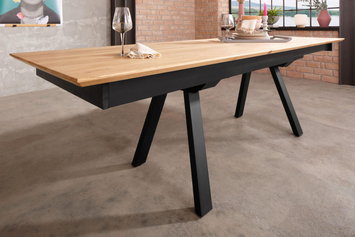 ESSTISCH in Holz 200/100/75 cm  - Schwarz/Braun, Natur, Holz/Metall (200/100/75cm) - Livetastic