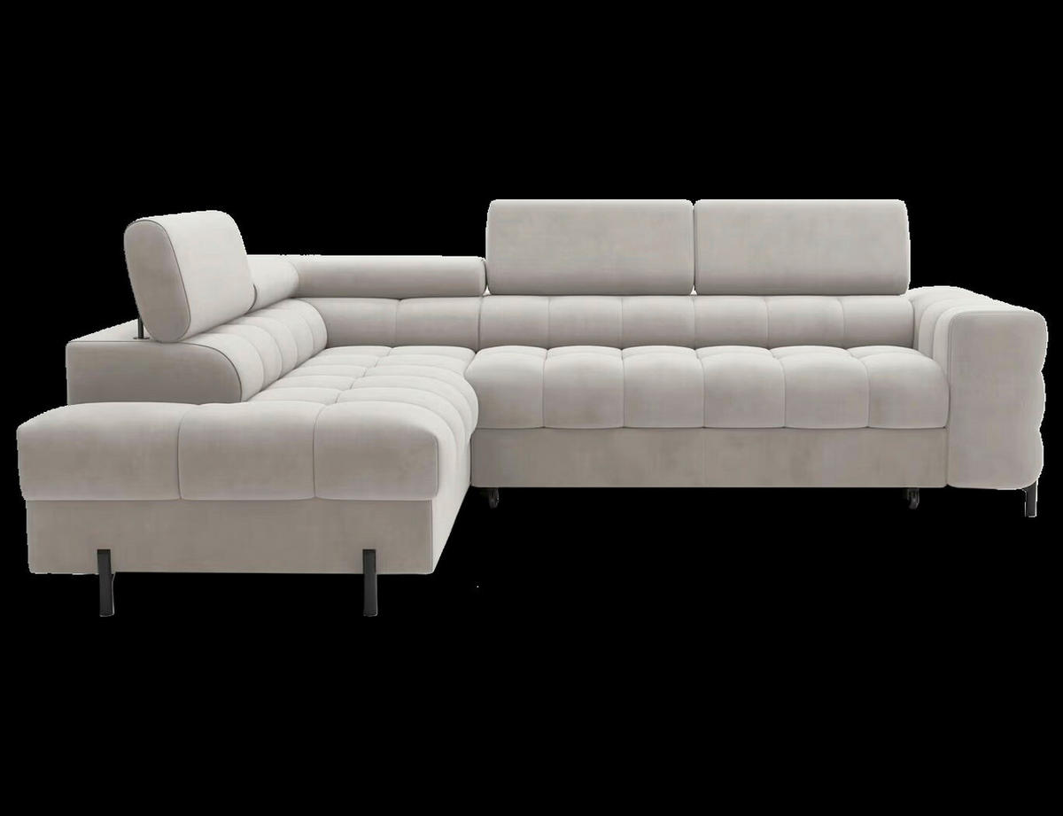 ECKSOFA in Plüsch Beige  200/276 cm  - Beige/Schwarz, Design, Textil/Metall (200/276cm) - MID.YOU
