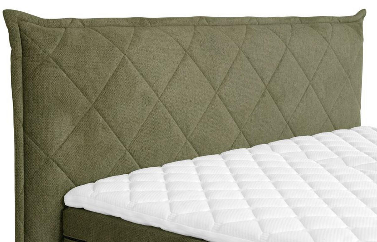 Boxspring 160x200 cm  in măsliniu  - măsliniu, Modern, metal/lemn (160/200cm) - Welnova