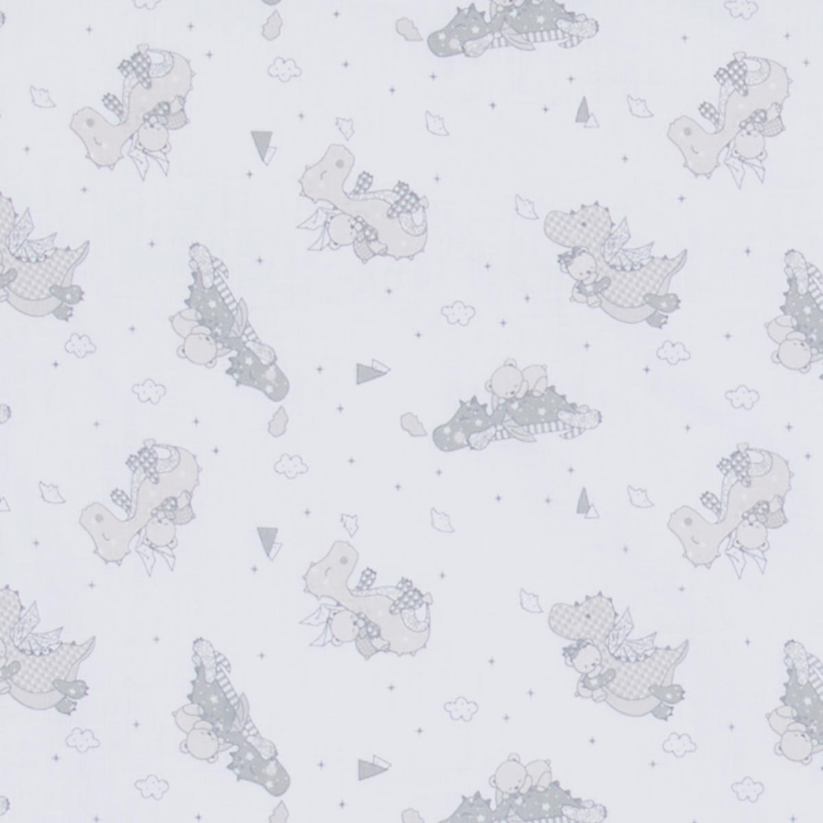 BABYBETTWÄSCHE Kleiner Drache Flachgewebe 80/80 cm  - Weiß/Grau, Basics, Textil (80/80cm) - Patinio