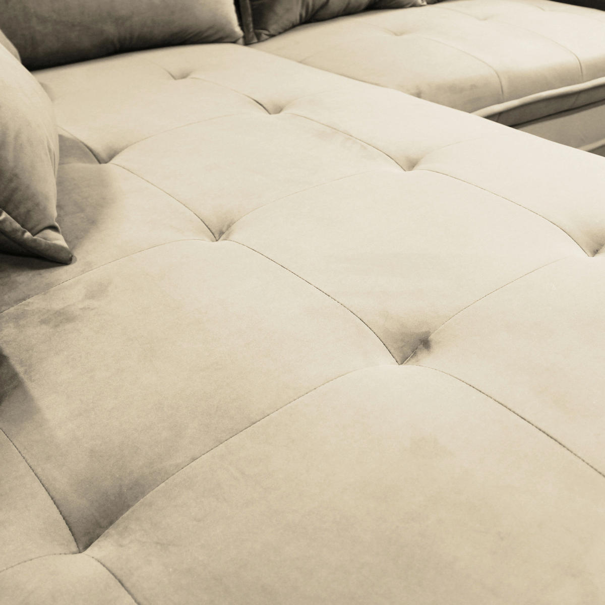 ECKSCHLAFSOFA Velours Beige  - Beige/Schwarz, Design, Textil/Metall (187/277cm) - Livetastic