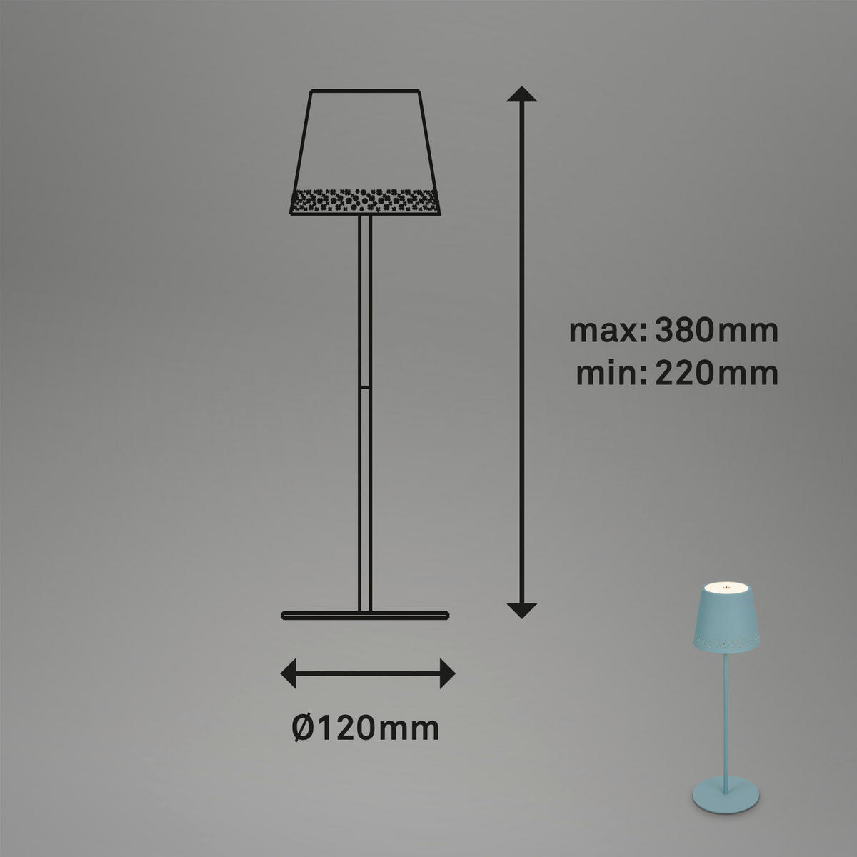 NAMIZNA SVETILKA ZA POLNJENJE        12/22-38 cm       - pastelno modra, Trend, kovina (12/22-38cm)