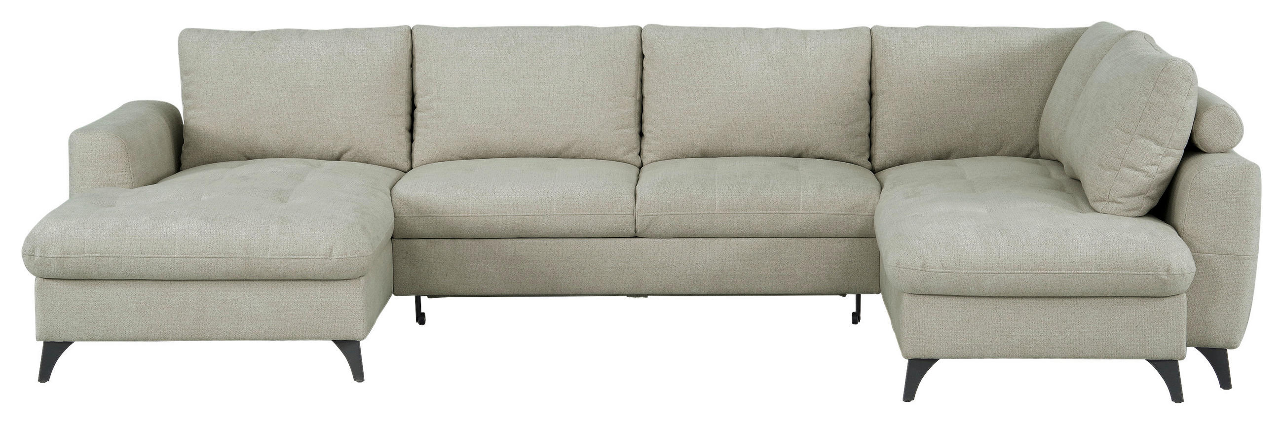 WOHNLANDSCHAFT Naturfarben Chenille  - Schwarz/Naturfarben, KONVENTIONELL, Textil/Metall (160/340/188cm) - Xora