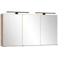 SPIEGELSCHRANK 120/64/20 cm  - Eiche Wotan/Schwarz, MODERN, Glas/Holzwerkstoff (120/64/20cm) - Held