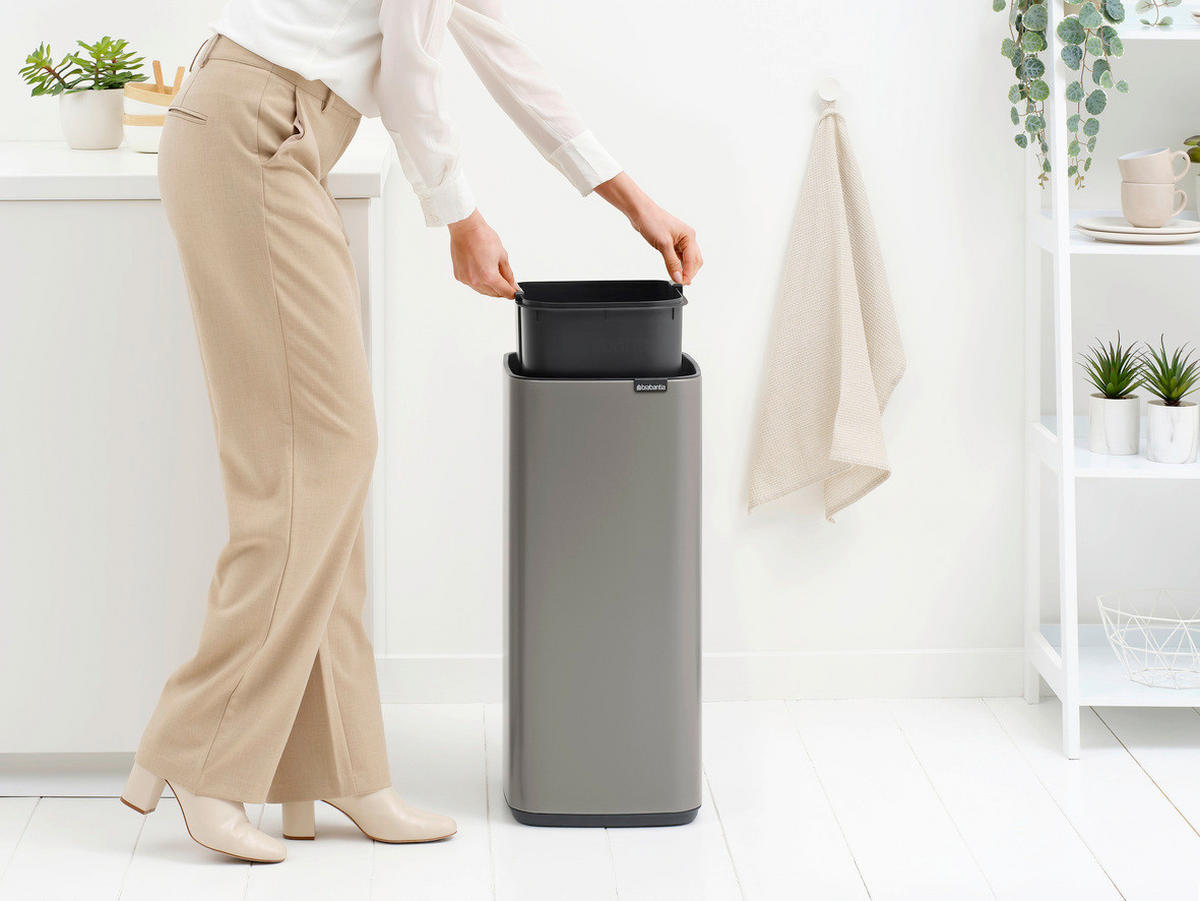 KANTA SA PAPUČICOM  30 l   - antracit/platinasta, Dizajnerski, metal/plastika (28/65/30,5cm) - Brabantia