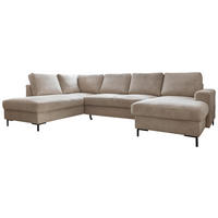 WOHNLANDSCHAFT Beige Cord  - Beige/Schwarz, Design, Textil/Metall (197/303/148cm) - MID.YOU