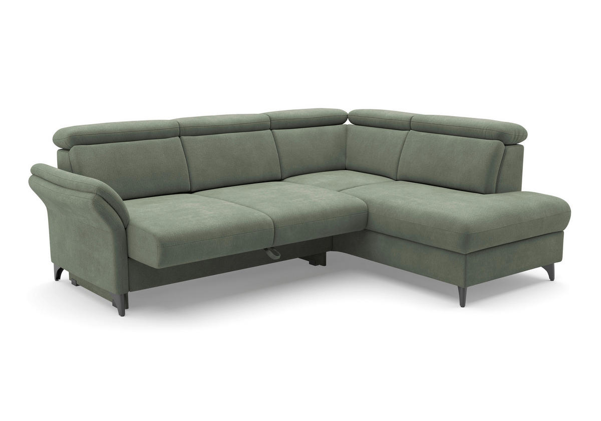 ECKSOFA Flachgewebe Dunkelgrün  - Dunkelgrün/Schwarz, Konventionell, Textil/Metall (247/193cm) - Sit & More