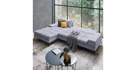 ECKSOFA in Webstoff Hellgrau  - Hellgrau/Schwarz, Design, Textil/Metall (212/315cm) - Carryhome