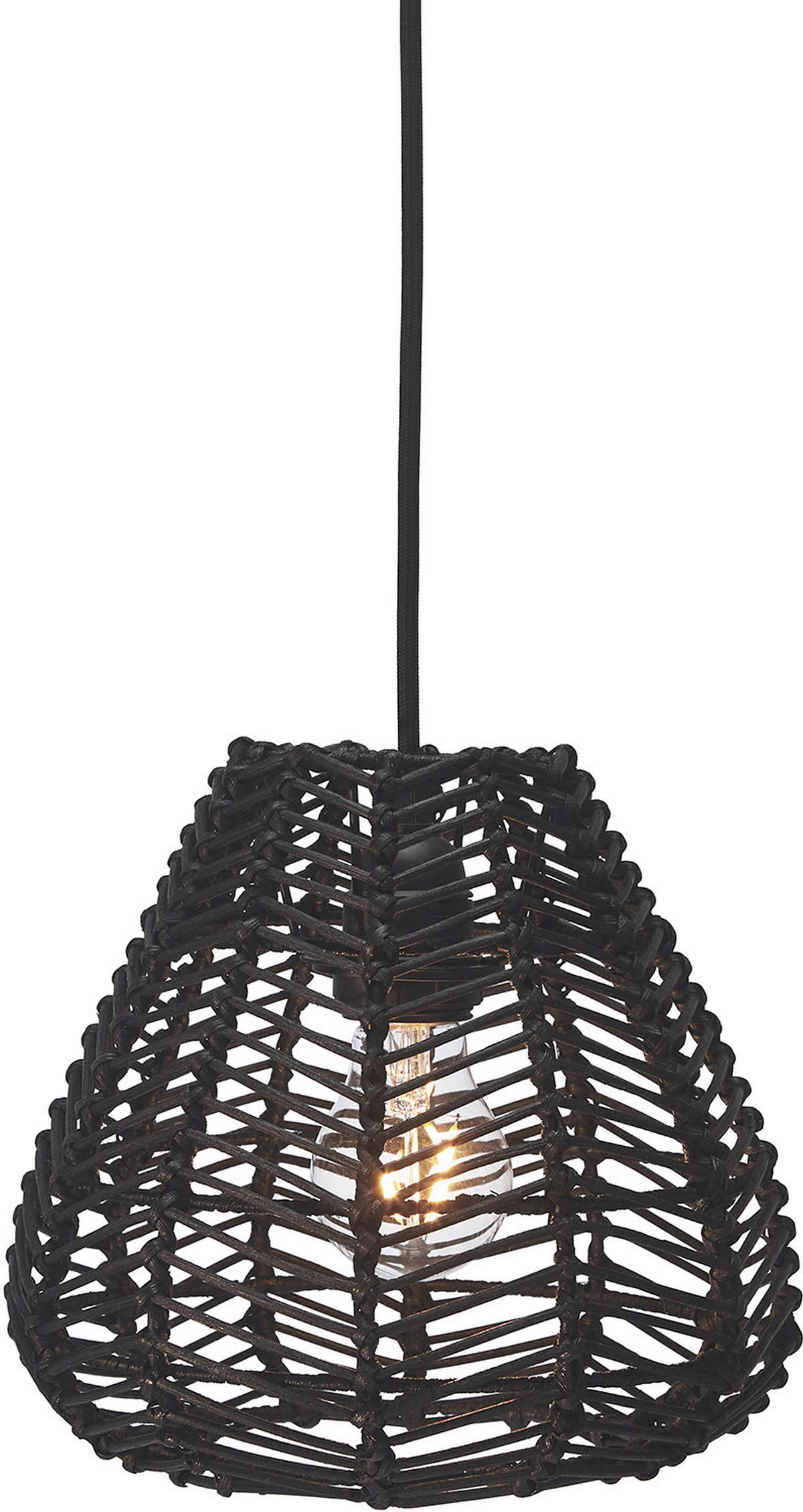 HÄNGELEUCHTE Adelle 24/25/24 cm   - Schwarz, Natur, Naturmaterialien (24/25/24cm) - PR Home