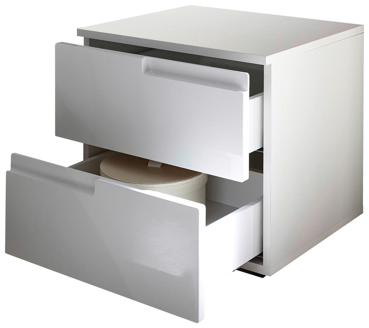 NACHTSCHRANK 46,2/41,7/40 cm  - Weiß Hochglanz/Schwarz, MODERN, Holzwerkstoff/Kunststoff (46,2/41,7/40cm) - MID.YOU