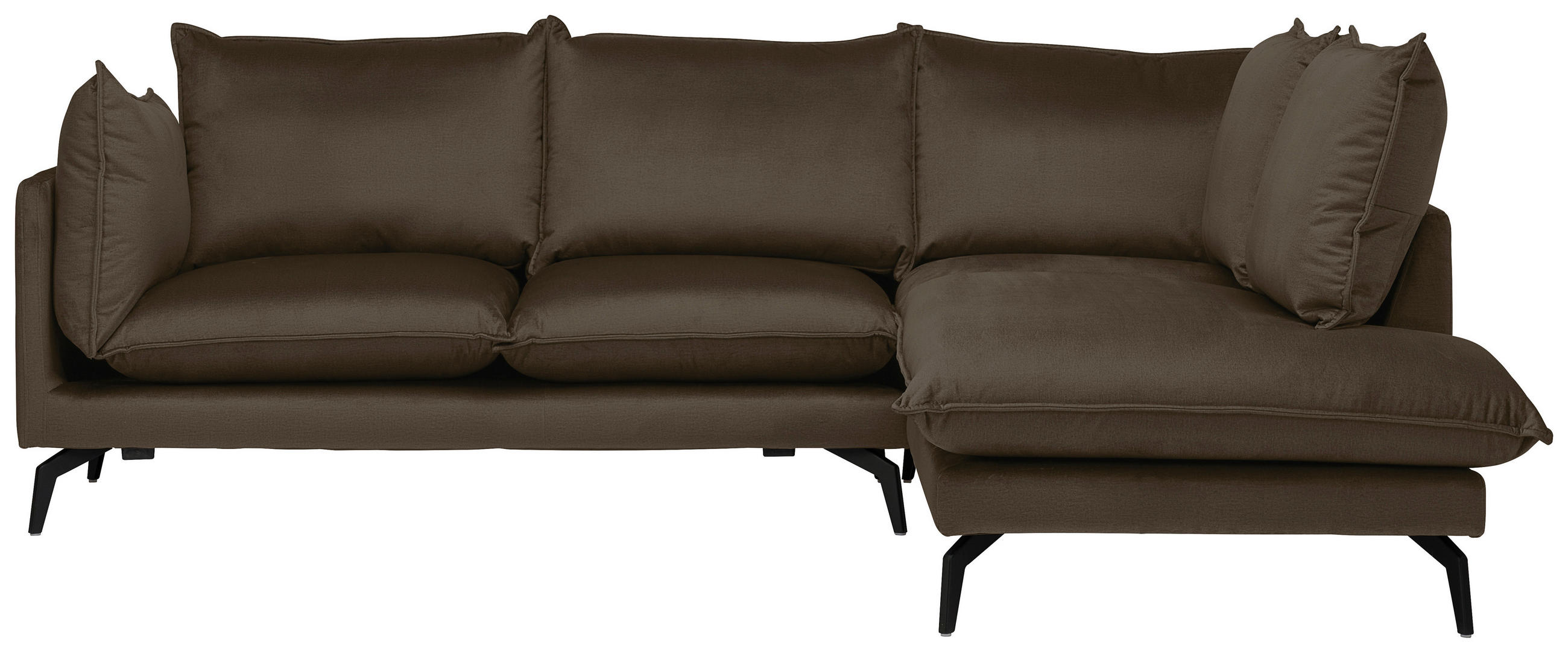 ECKSOFA Braun Samt  - Schwarz/Braun, Design, Textil/Metall (241/200cm) - Carryhome