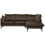 ECKSOFA  in Samt Braun  241/200 cm  - Schwarz/Braun, Design, Textil/Metall (241/200cm) - Carryhome