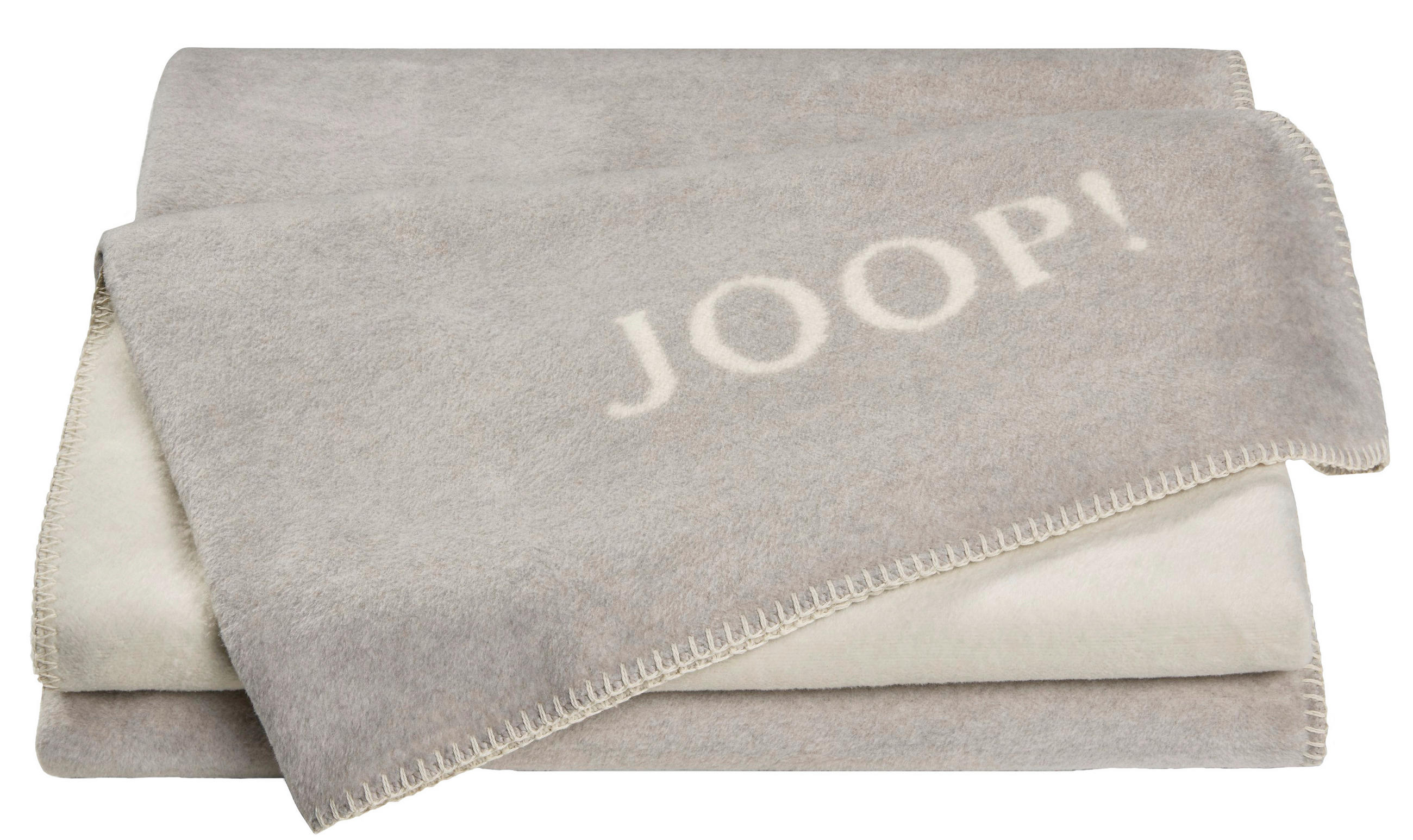 Joop! Wohndecke Uni-Doubleface Weiß, Hellgrau, Beige 150x200 cm