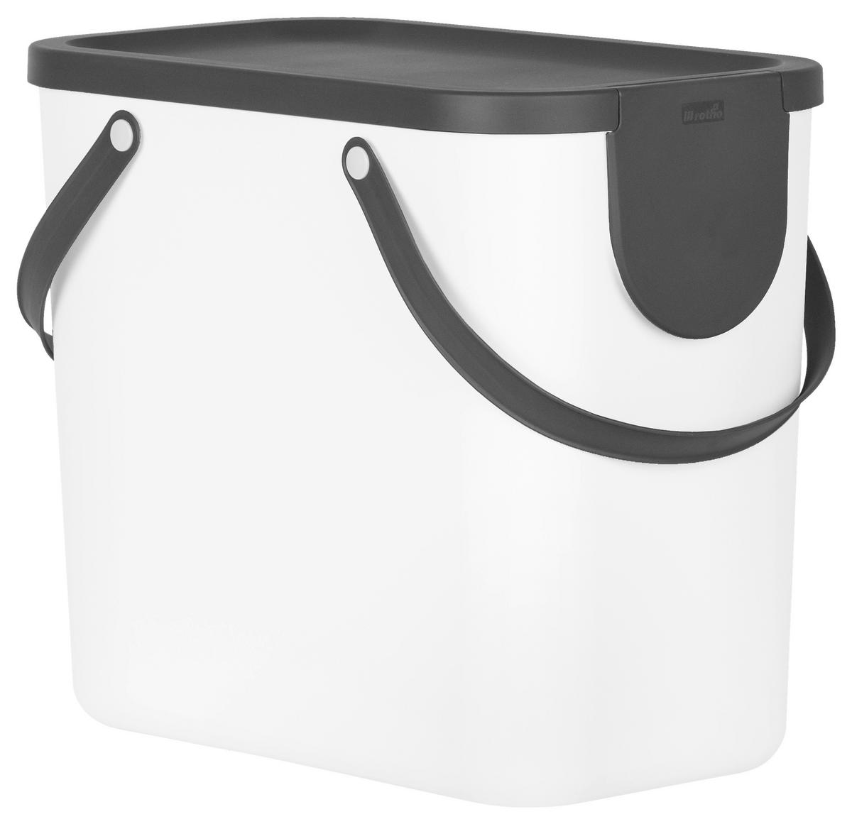 KÔŠ NA ODPADKY  25 l - biela, Basics, plast (23,5/34/40cm) - Rotho