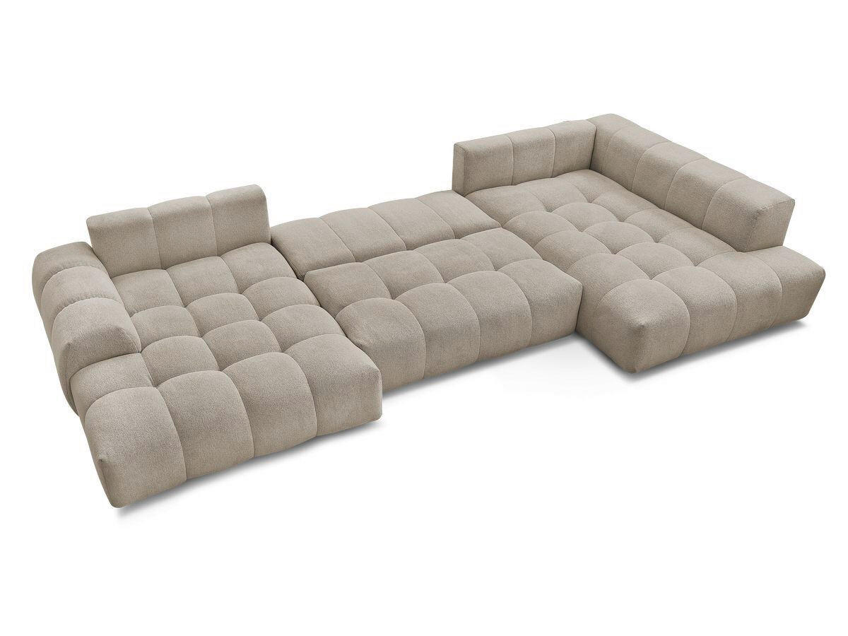 ECKSCHLAFSOFA EVEREST  mit Rücken echt, Armteil links, Armteil rechts Flachgewebe Taupe  - Taupe/Schwarz, MODERN, Kunststoff/Textil (423/212/90cm)
