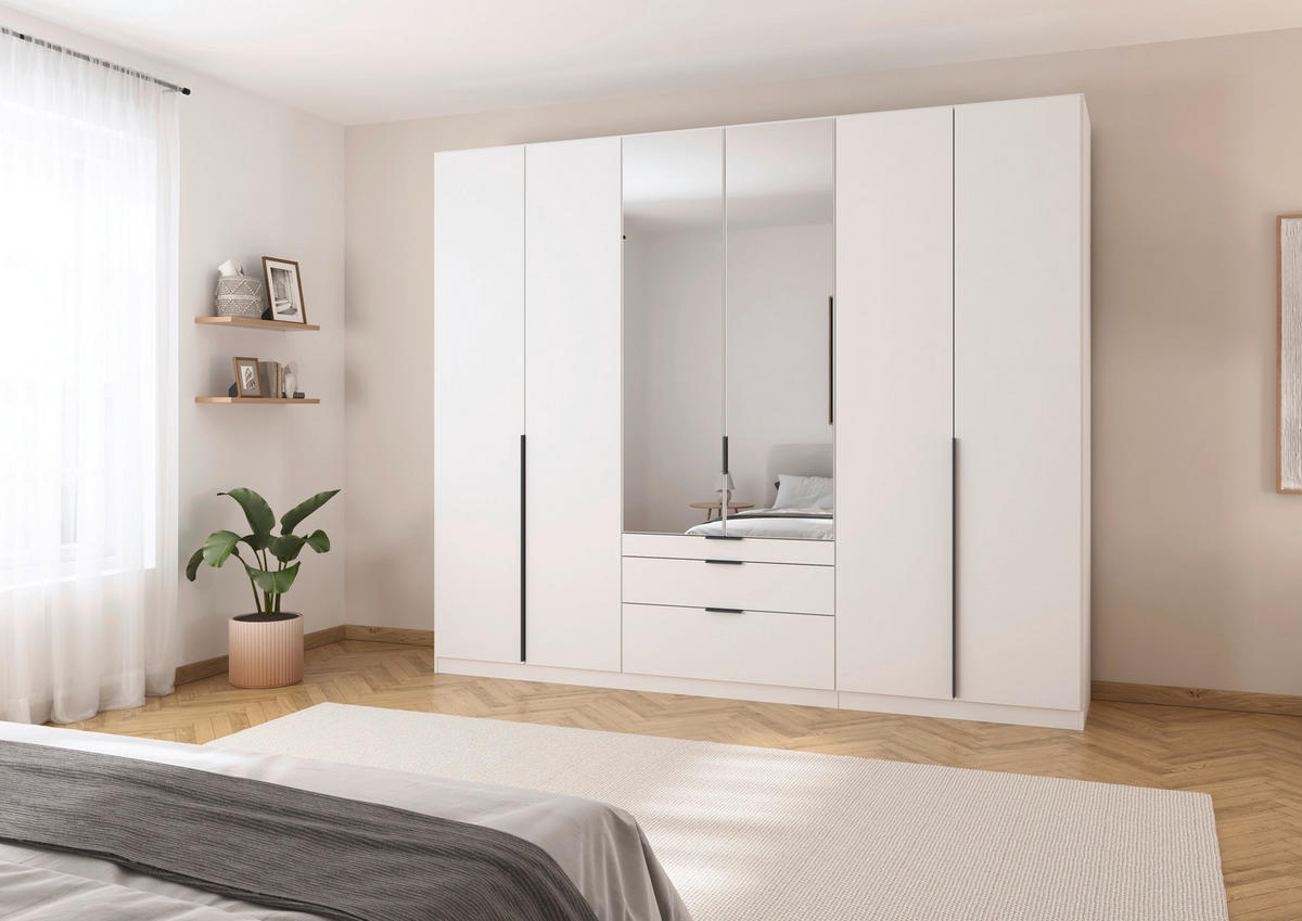 DREHTÜRENSCHRANK 271/229/54 cm 6-türig Weiß  - Weiß/Grau, MODERN, Holzwerkstoff/Metall (271/229/54cm) - Rauch Möbel