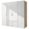 KLEIDERSCHRANK 206/195/60 cm 4-türig Weiß, Eiche San Remo  - Alufarben/Weiß, KONVENTIONELL, Holzwerkstoff/Kunststoff (206/195/60cm) - Boxxx