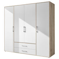 KLEIDERSCHRANK 206/195/60 cm 4-türig Weiß, Eiche San Remo  - Alufarben/Weiß, KONVENTIONELL, Holzwerkstoff/Kunststoff (206/195/60cm) - Boxxx