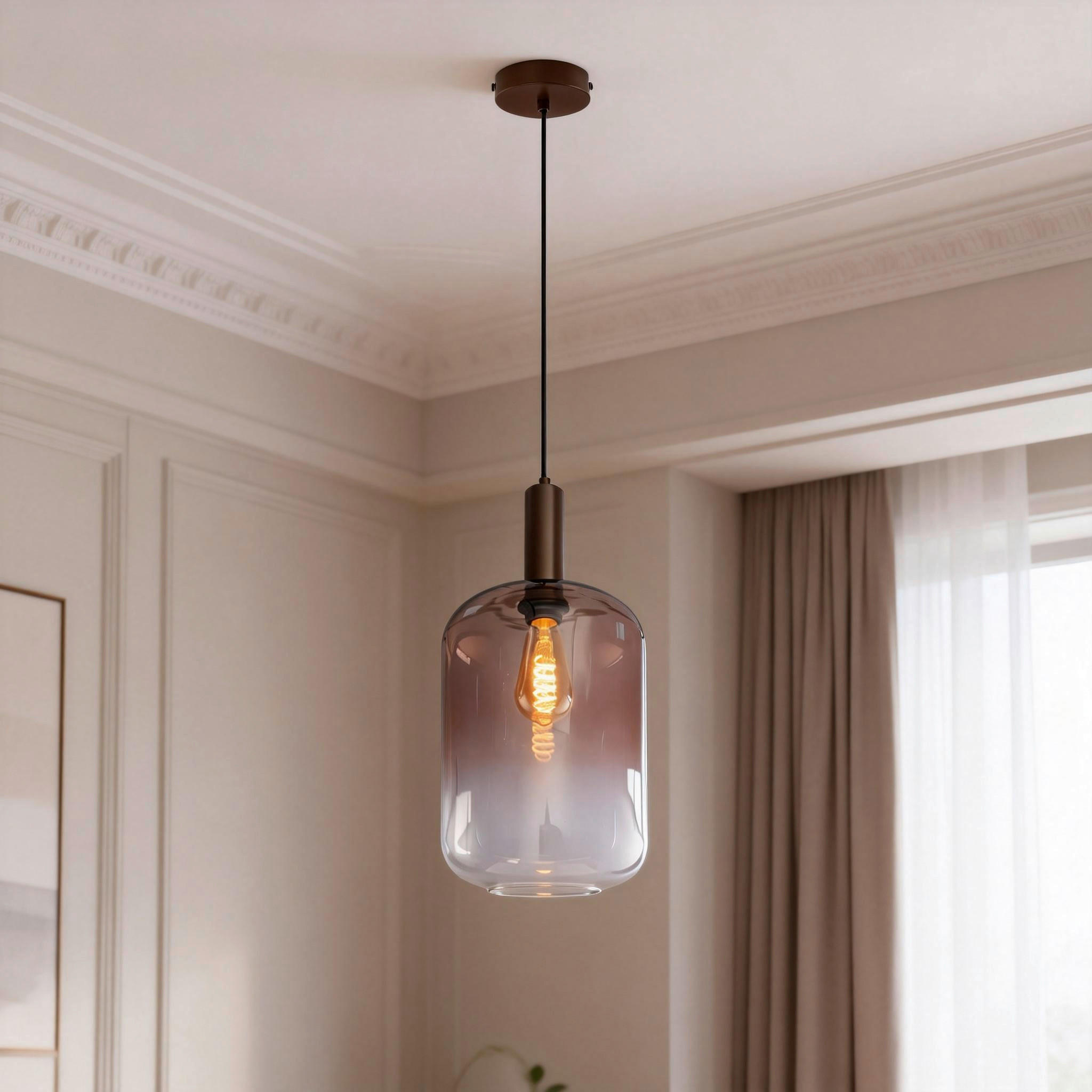 Thumbnail - Collet's Monde Hängeleuchte, Braun, Metall, Glas, Abstraktes,Abstraktes, 120 cm, RoHS, CE, Lampen & Leuchten, Innenbeleu...