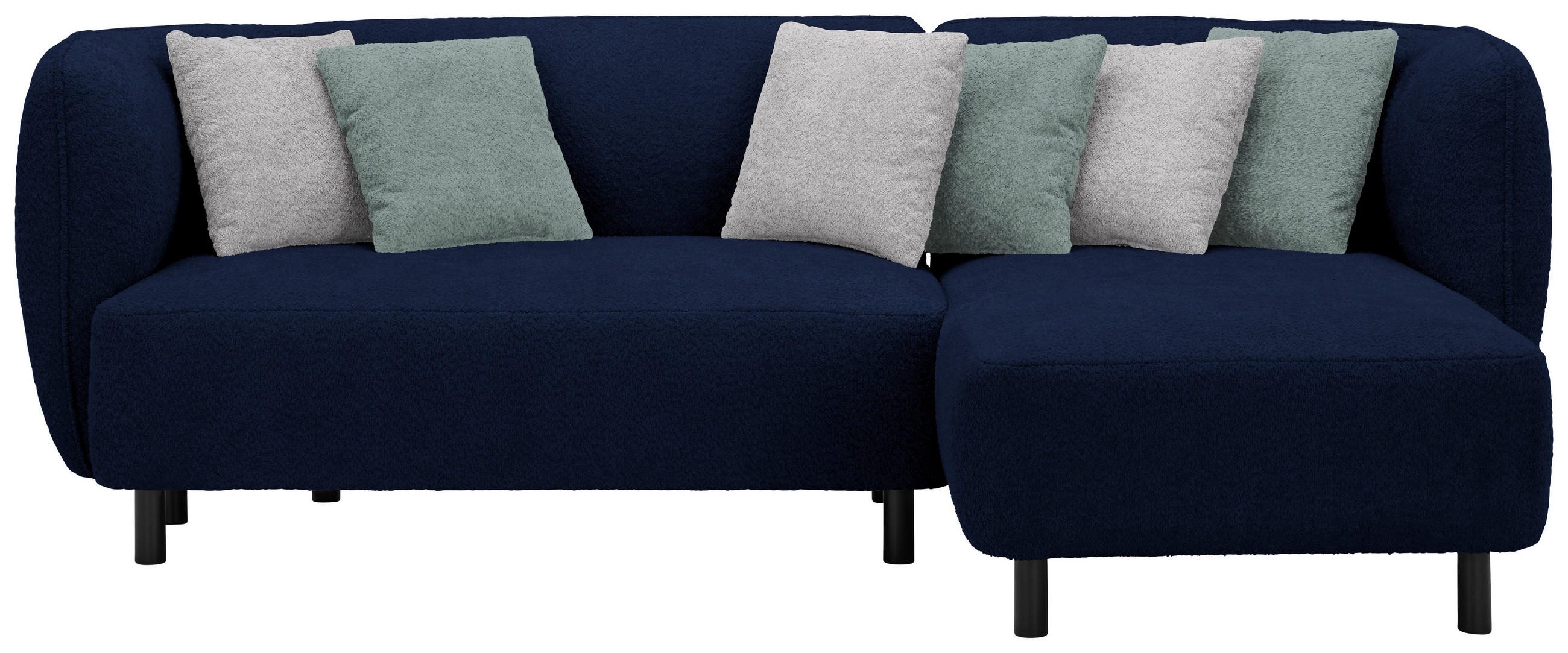 ECKSOFA in Chenille Blau  - Blau/Beige, Design, Holz/Textil (236/148cm) - Lomoco