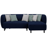 ECKSOFA Uma in Chenille Blau  236/148 cm  - Blau/Beige, Design, Holz/Textil (236/148cm) - Lomoco
