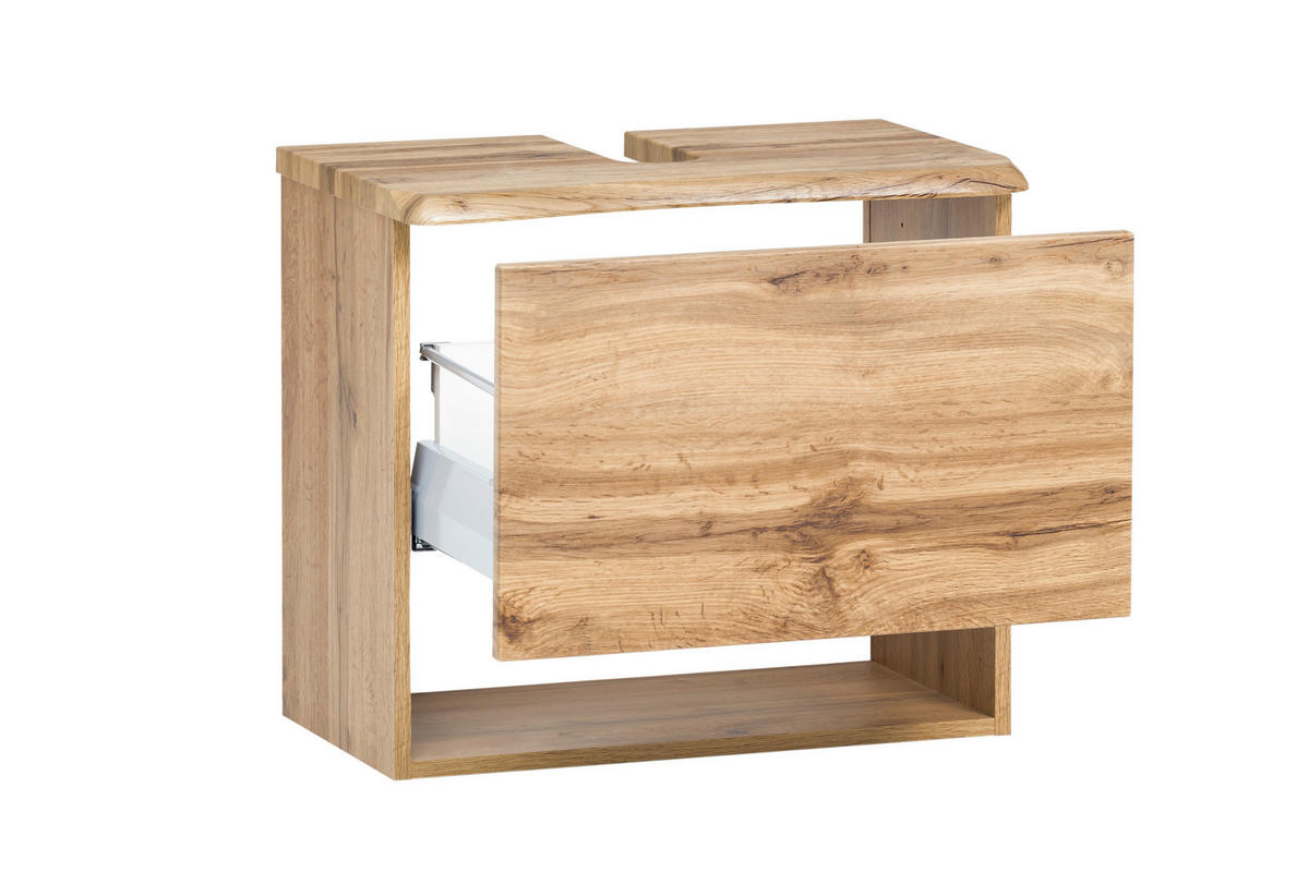 WASCHTISCHUNTERSCHRANK  - Eiche Wotan/Silberfarben, Natur, Holzwerkstoff/Kunststoff (61/55/40cm) - Xora