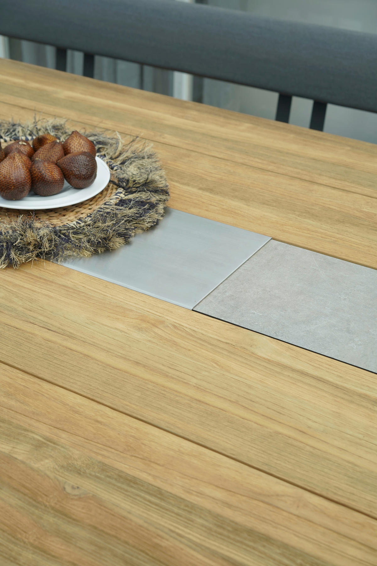 GARTENTISCH 220/110/75 cm Holz, Metall Anthrazit, Teakfarben rechteckig  - Anthrazit/Teakfarben, Modern, Holz/Metall (220/110/75cm) - Zebra 