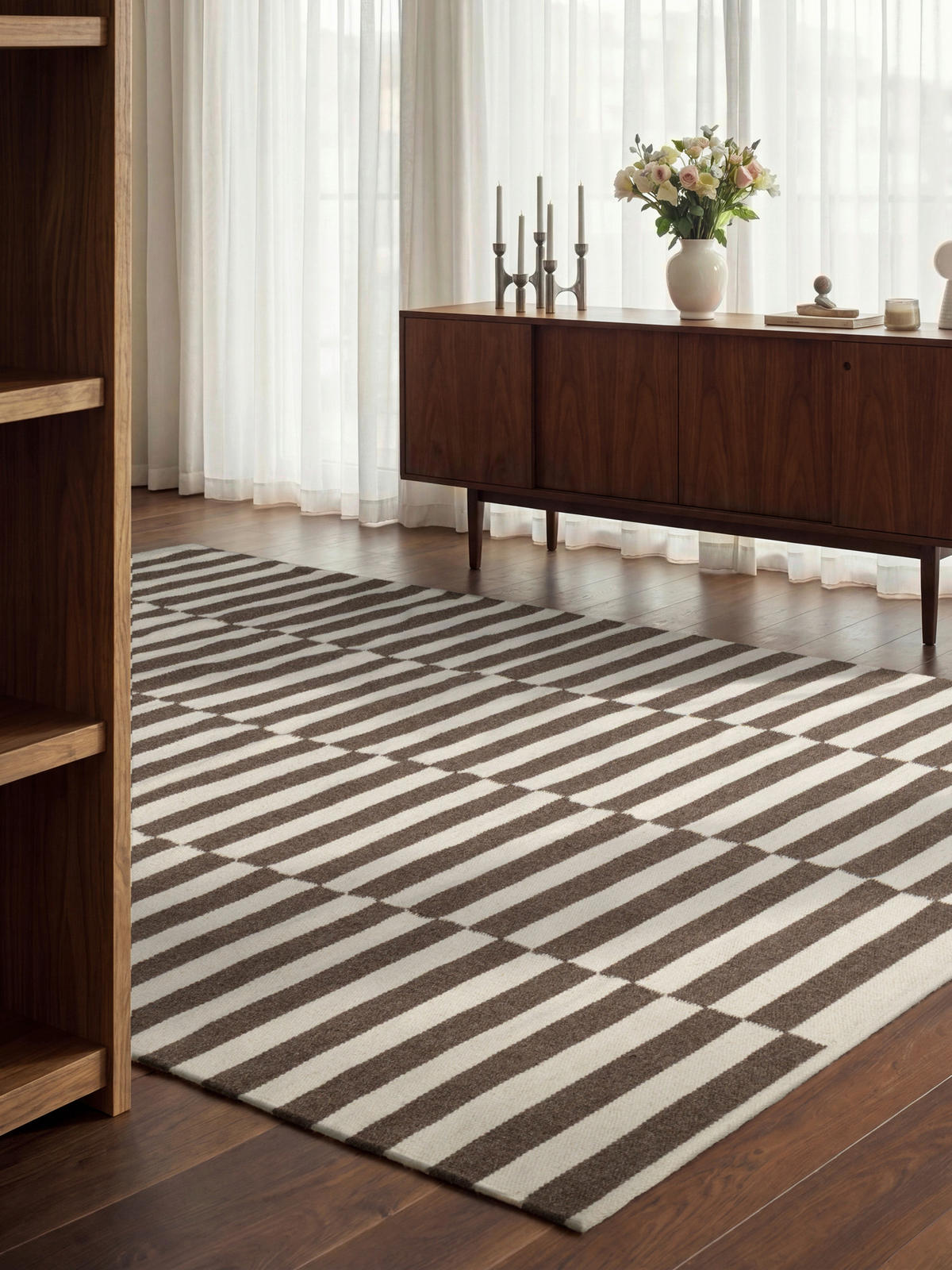 HANDWEBTEPPICH 200/300 cm Vika Weiß, Dunkelbraun rechteckig  - Dunkelbraun/Weiß, Basics, Textil (200/300cm) - Hanse Home