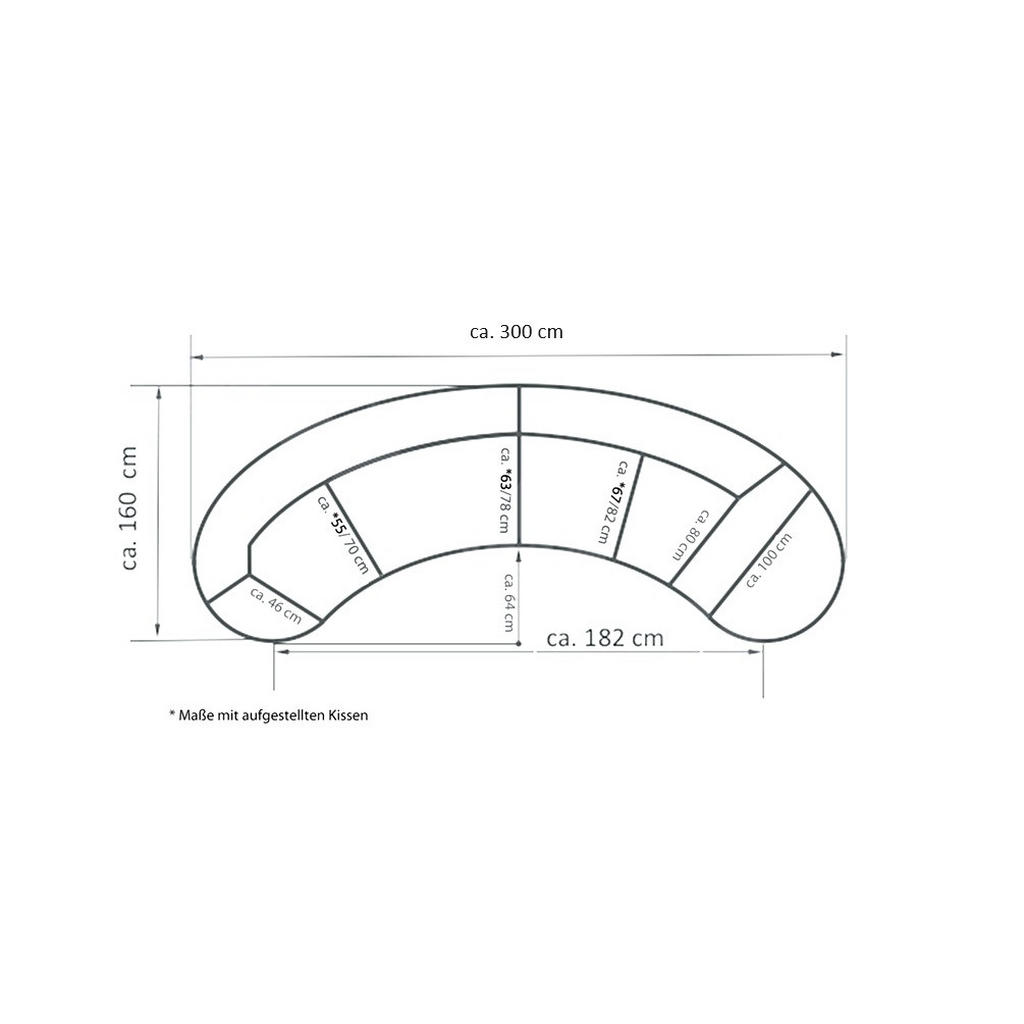 Thumbnail - Livetastic Wohnlandschaft, Grau, Textil, 4-Sitzer, Füllung: Schaumstoff, Ottomane rechts, organische Form, 300x160 cm, M...