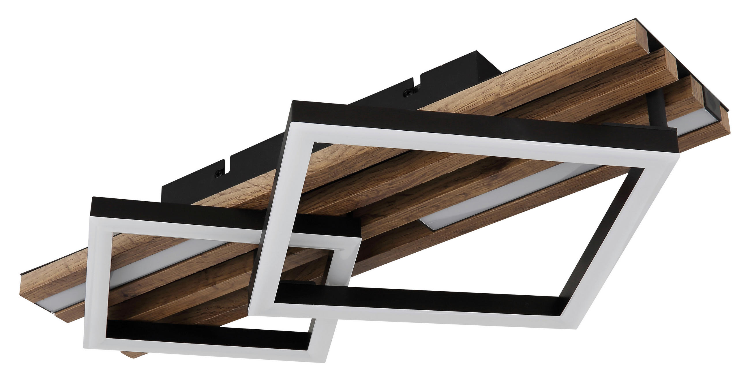 LED-DECKENLEUCHTE    47,5/31/9,5 cm  - Weiss/Dunkelbraun, Natur, Holzwerkstoff/Kunststoff (47,5/31/9,5cm) - Globo