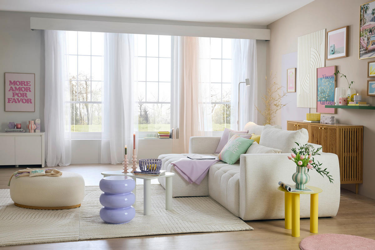 SCHLAFSOFA Chenille, Jacquard Creme  - Beige/Creme, Kunststoff/Textil (245/74-90/104cm) - MID.YOU