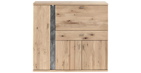HIGHBOARD Turego Turego Eichefarben, Schieferfarben 128,6/117,4/37,4 cm - Schieferfarben/Eichefarben, KONVENTIONELL, Holz/Holzwerkstoff (128,6/117,4/37,4cm) - Voleo
