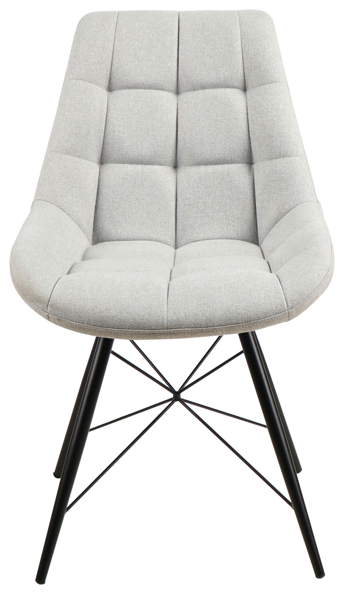 STUHL Leinenoptik Schwarz, Hellgrau  - Hellgrau/Schwarz, Design, Textil/Metall (51/86/61cm) - Xora