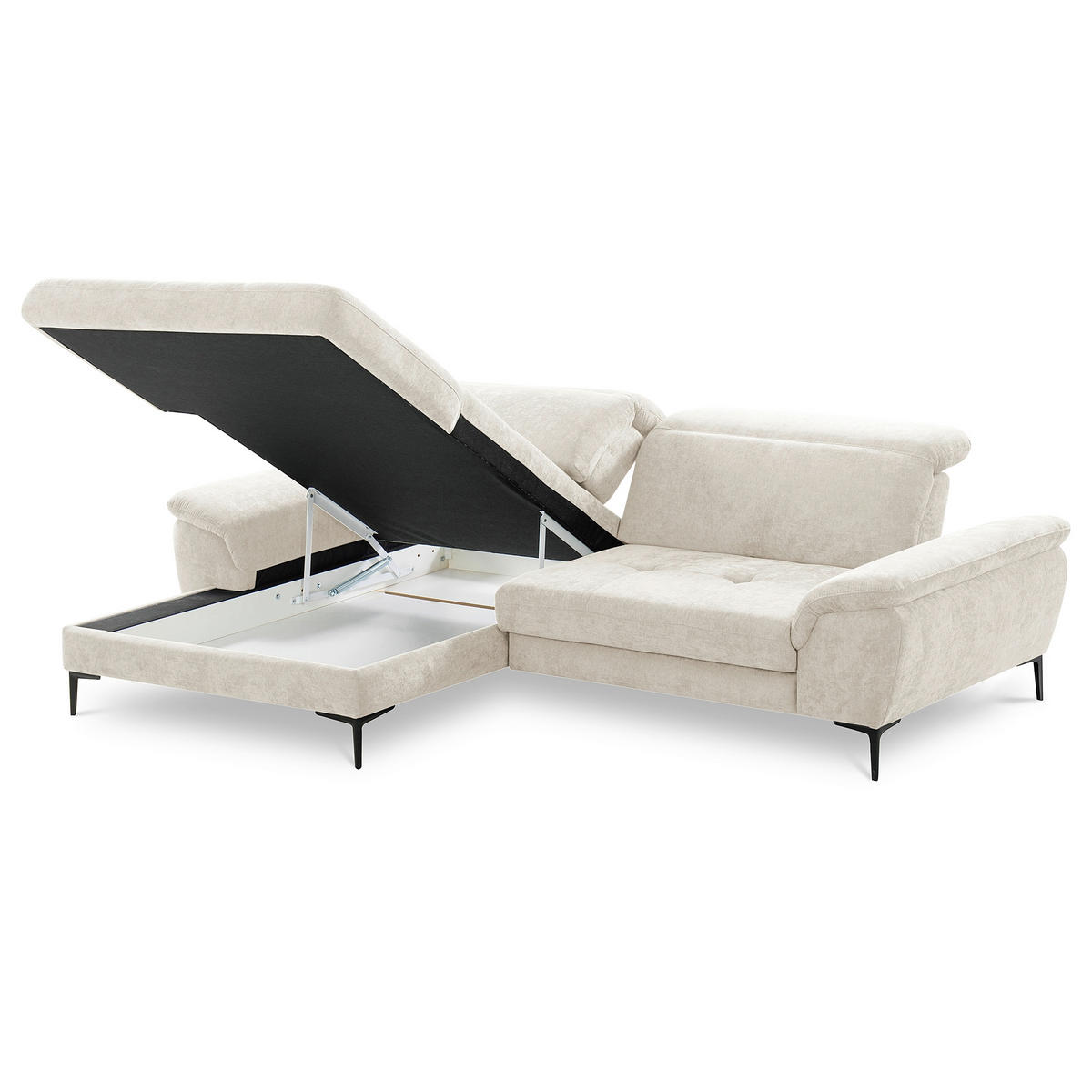 ECKSOFA  Webstoff Creme  - Creme/Schwarz, Design, Textil/Metall (195/268cm) - Livetastic