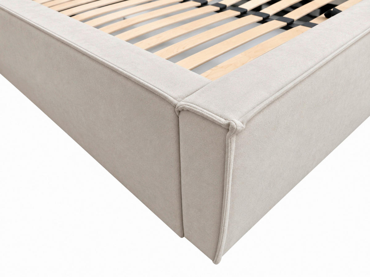 POLSTERBETT 140/200 cm,  in Beige, Lattenrost, Bettkasten,  - Beige/Schwarz, MODERN, Holz/Kunststoff (140/200cm) - MID.YOU