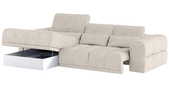 ECKSOFA Sandfarben Chenille  - Sandfarben/Schwarz, KONVENTIONELL, Kunststoff/Textil (203/290cm) - Carryhome