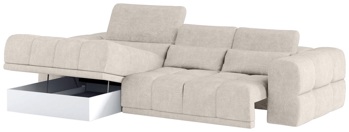 HÖRNSOFFA i chenille sandfärgad  - sandfärgad/svart, Klassisk, textil/plast (203/290cm) - MID.YOU