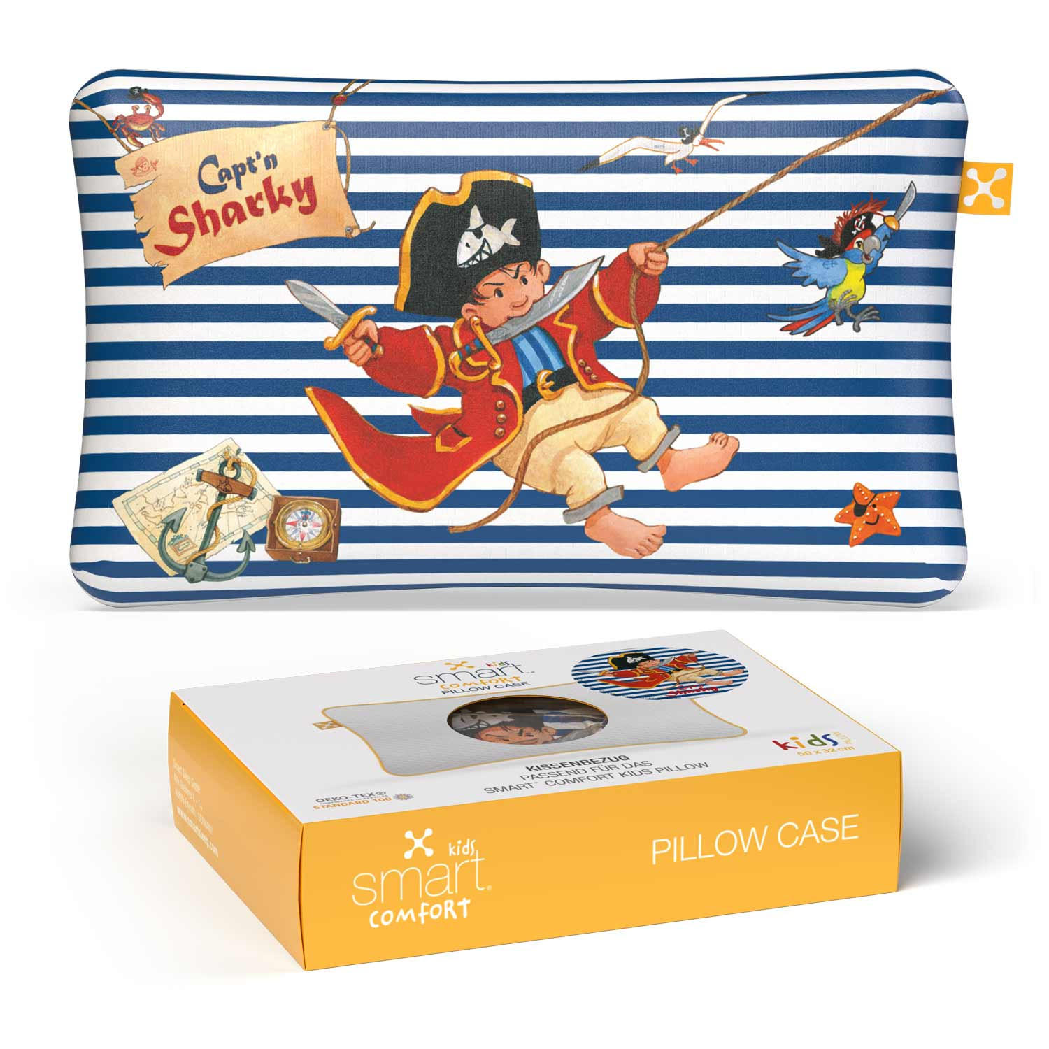 NACKENKISSENBEZUG COMFORT KIDS  - Blau/Weiß, Basics, Textil (50/32cm) - Smartsleep