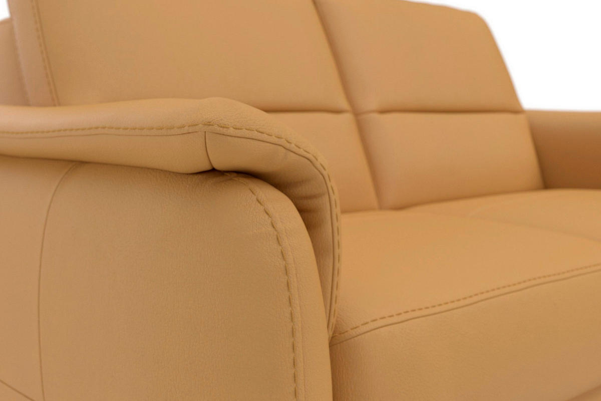 2-SITZER-SOFA PALMERA E Currygelb Echtleder  - Currygelb/Eichefarben, Basics, Leder/Holz (149/89/89cm) - Sit & More