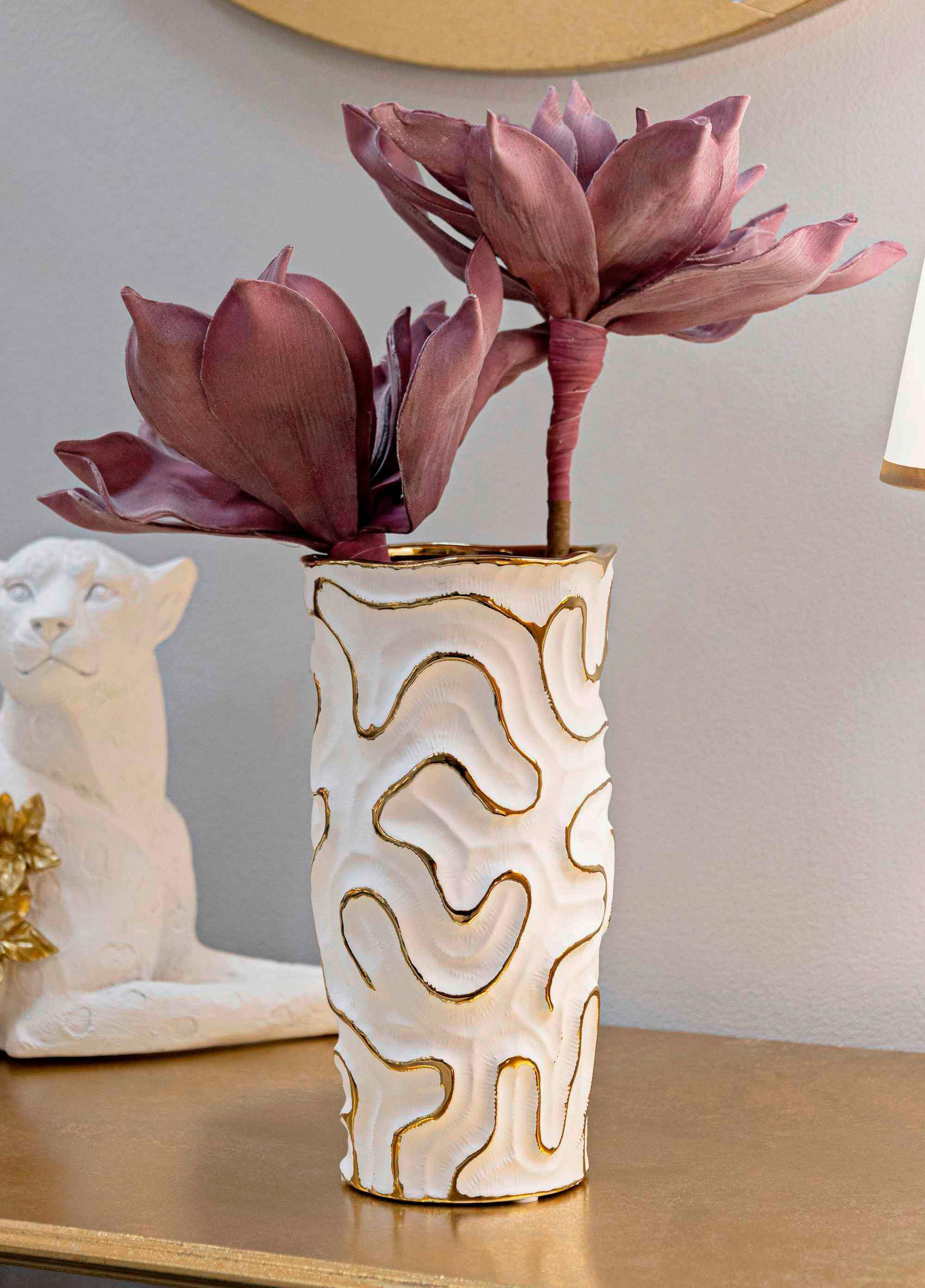 Vase Adore  - Goldfarben/Weiß, Basics, Keramik (12.5/25/12.5cm)