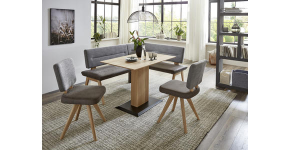 ECKBANK Flachgewebe Asteiche Hartholz Grau, Eichefarben - Eichefarben/Grau, KONVENTIONELL, Holz/Textil (172/132cm) - Venda