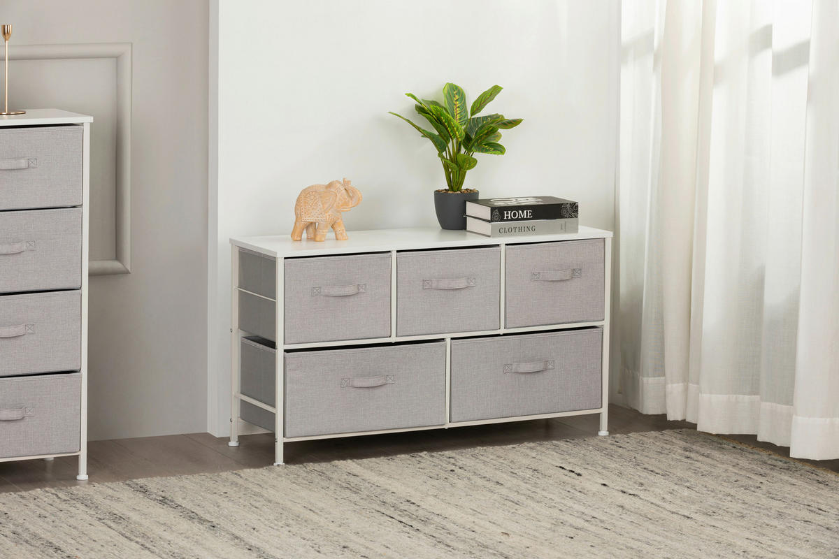KOMMODE  in 99/55/30 cm  - Weiß/Grau, MODERN, Holzwerkstoff/Textil (99/55/30cm) - PBJ