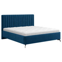 OBLAZINJENA POSTELJA 140 cm   x 200 cm  , tekstil temno modra  - črna/temno modra, Konvencionalno, kovina/tekstil (140/200cm) - Hom`in