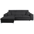 ECKSOFA in Flachgewebe Dunkelgrau  - Chromfarben/Dunkelgrau, KONVENTIONELL, Textil/Metall (175/268cm) - Carryhome