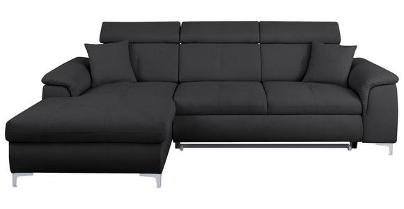 ECKSOFA in Flachgewebe Dunkelgrau  - Chromfarben/Dunkelgrau, KONVENTIONELL, Textil/Metall (175/268cm) - Carryhome