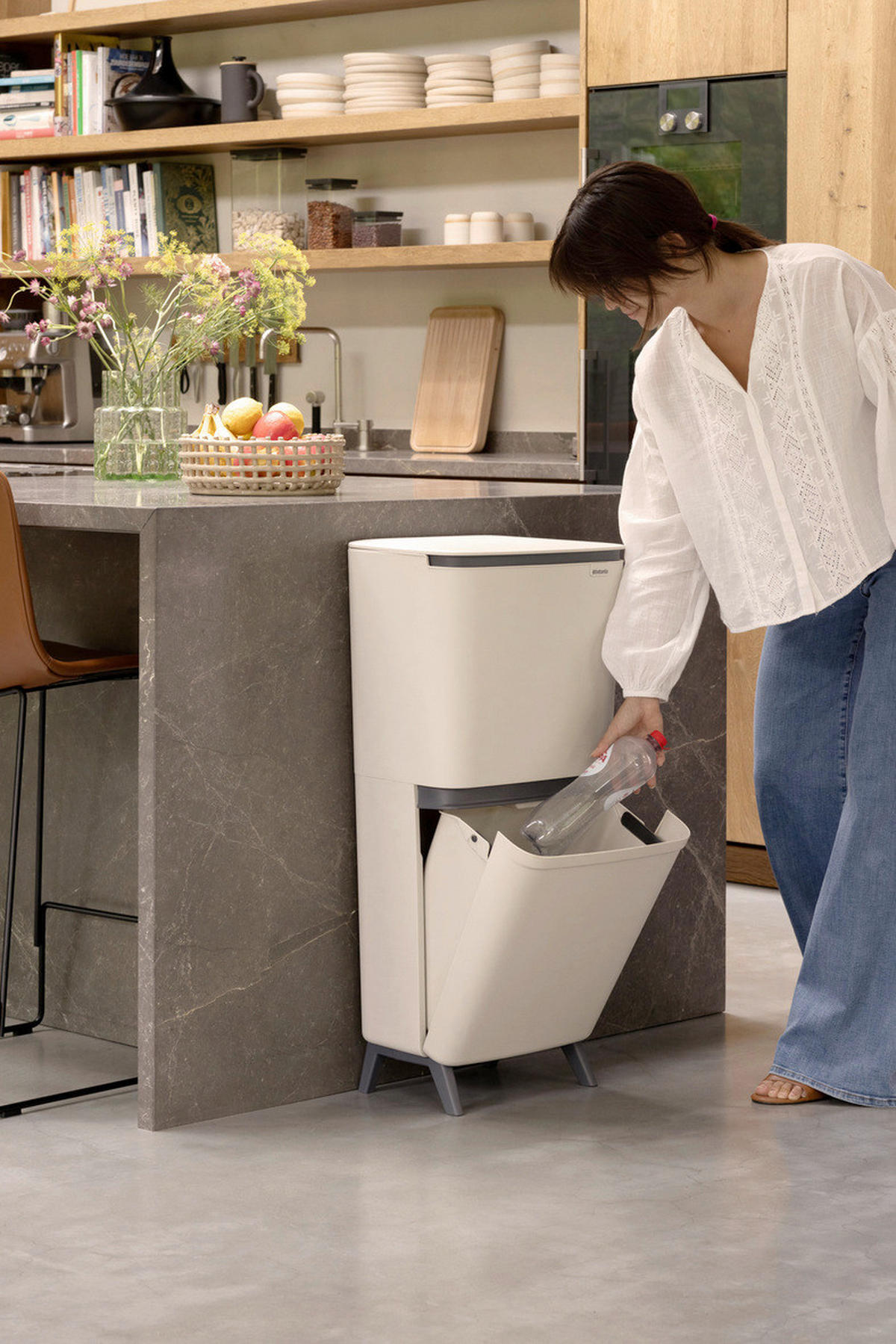 ODPADKOVÝ KOŠ  20+25 l - béžová, Basics, plast (28/88,3/41,9cm) - Brabantia