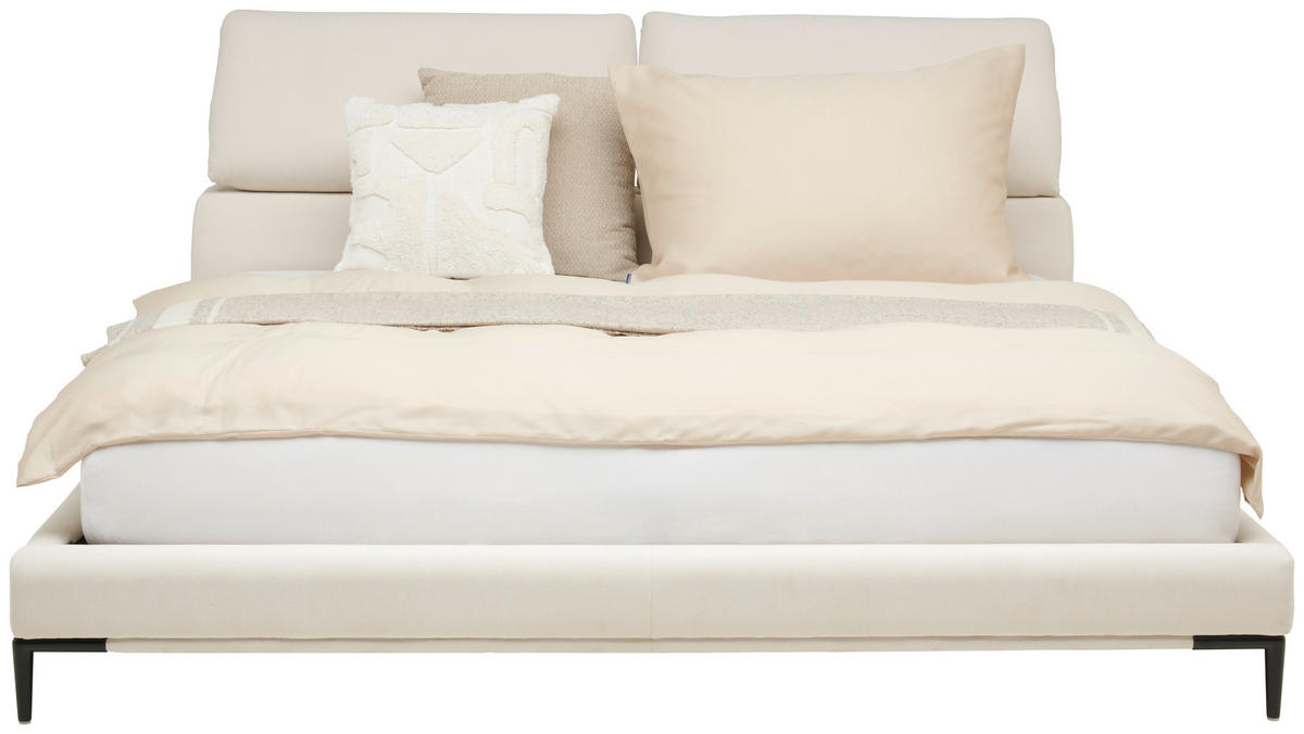 POLSTERBETT 180/200 cm  in Creme  - Creme/Schwarz, Modern, Holz/Textil (180/200cm) - Livetastic